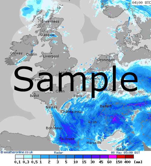 Image radar de précipitations: Europe Europe | wofrance