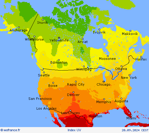 Index UV Cartes de prévision