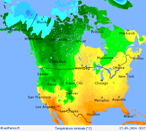 Température minimale Cartes de prévision